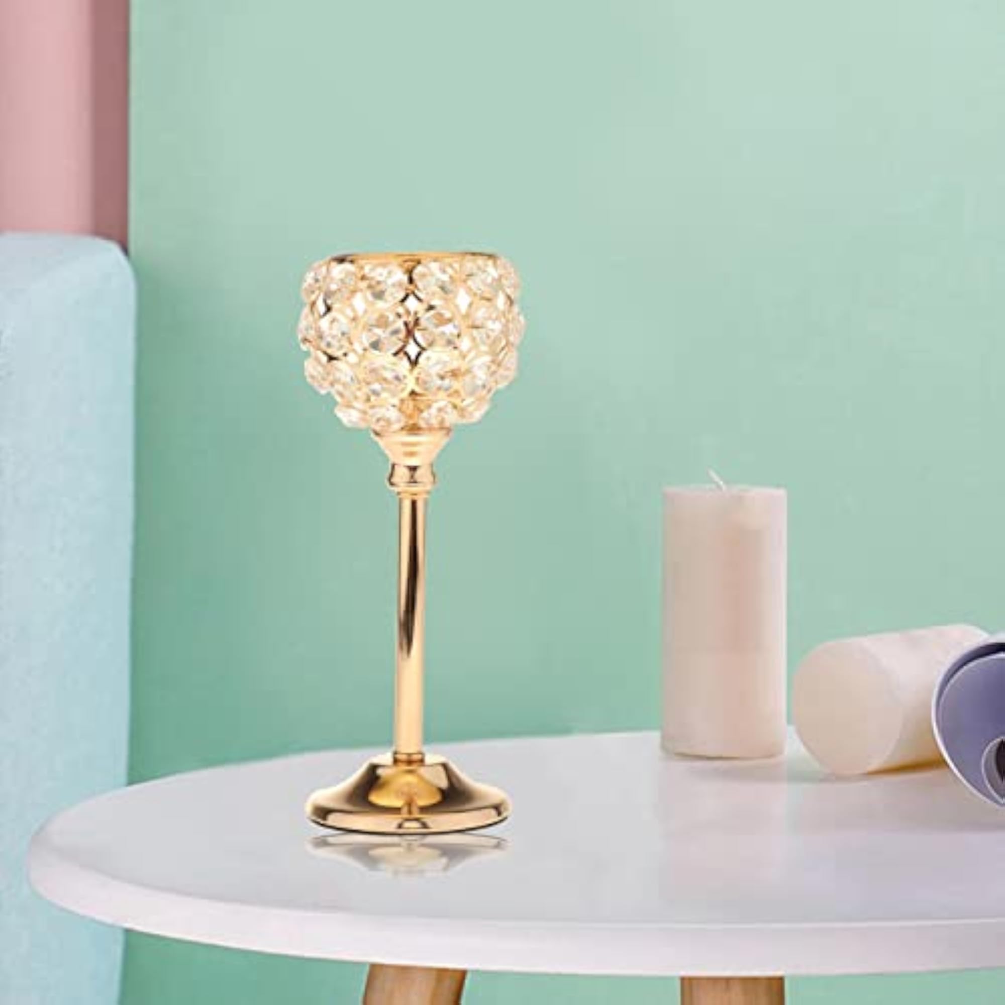 Crystal Candle Holder Tealight Candlestick Centerpiece